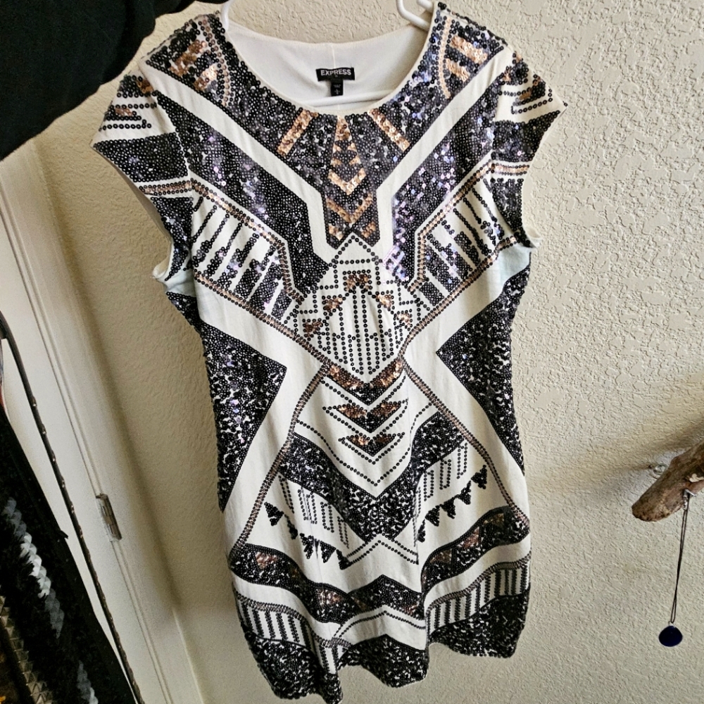 Express mid-length sequins dress